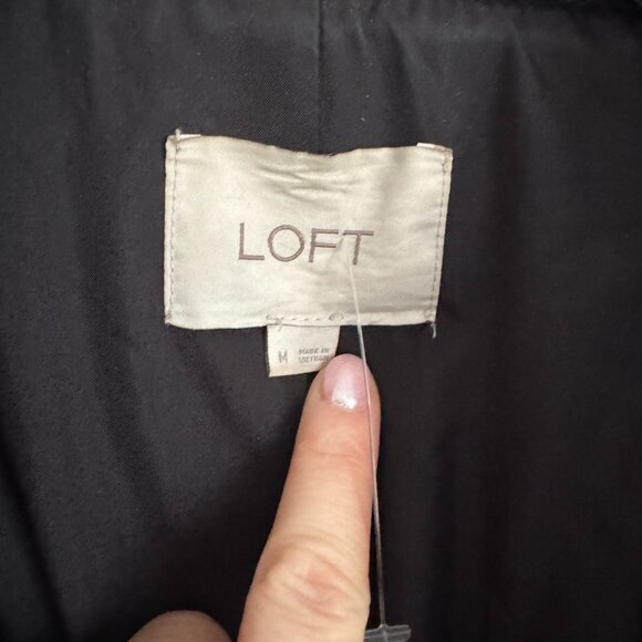 LOFT Wool Blend Long Coat Sherpa Jacket Black Size Medium - Picture 3 of 5